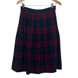 Vintage Pitlochry Red Plaid Tartan New Wool Midi Skirt Women Size 14